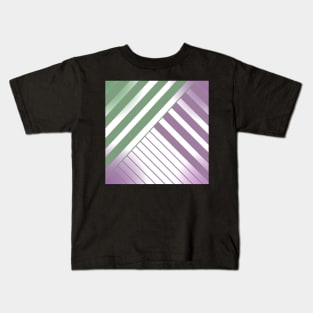 Green, Pink and White Stripes Kids T-Shirt